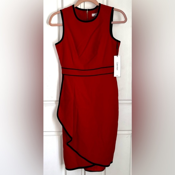 Calvin Klein Dresses & Skirts - Calvin Klein Ruffle Layered Red and Black Dress